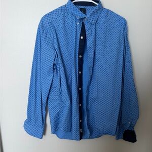 Tailorbyrd Blue Geometric Dress Shirt